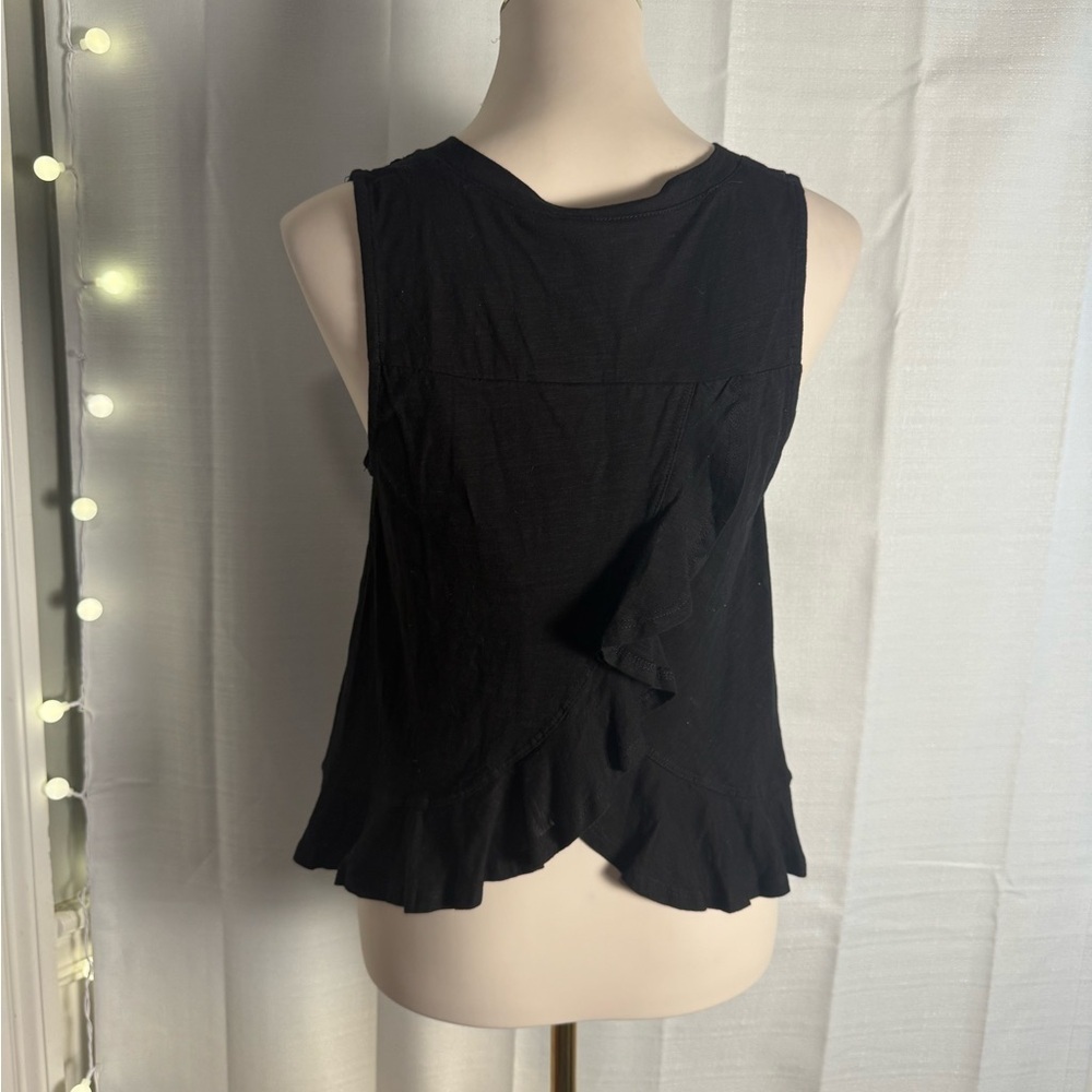 Love Riche Black Asymmetrical Ruffled Tank Top